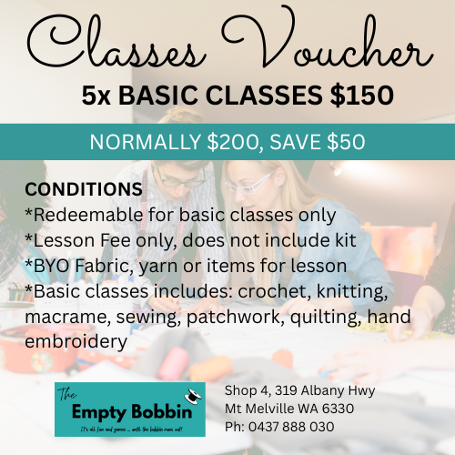 CLASS Vouchers | The Empty Bobbin